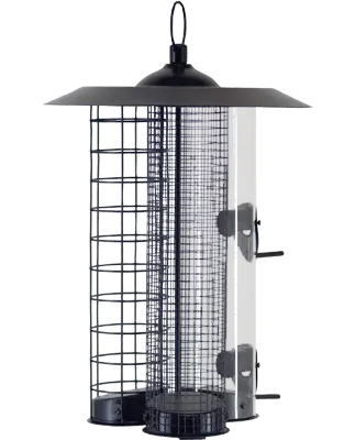 [56] Fågelmatare triple, frö/nöt/talgboll, grå