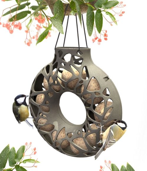 Fågelmatare talgboll rund grå